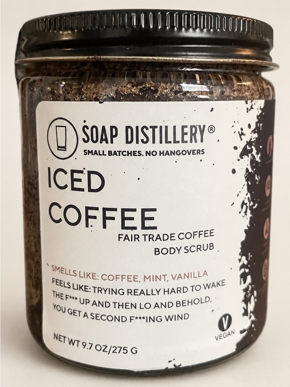 New Soap Distillery Iced Coffee *Fair Trade*  Body Scrub Discontinued Jar 275g